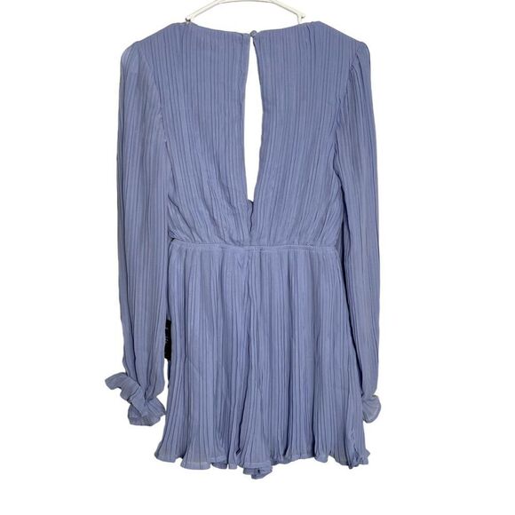NWT Lulus XS Blue Pleated Long Sleeve Romper Women's Romper - Picture 9 of 13